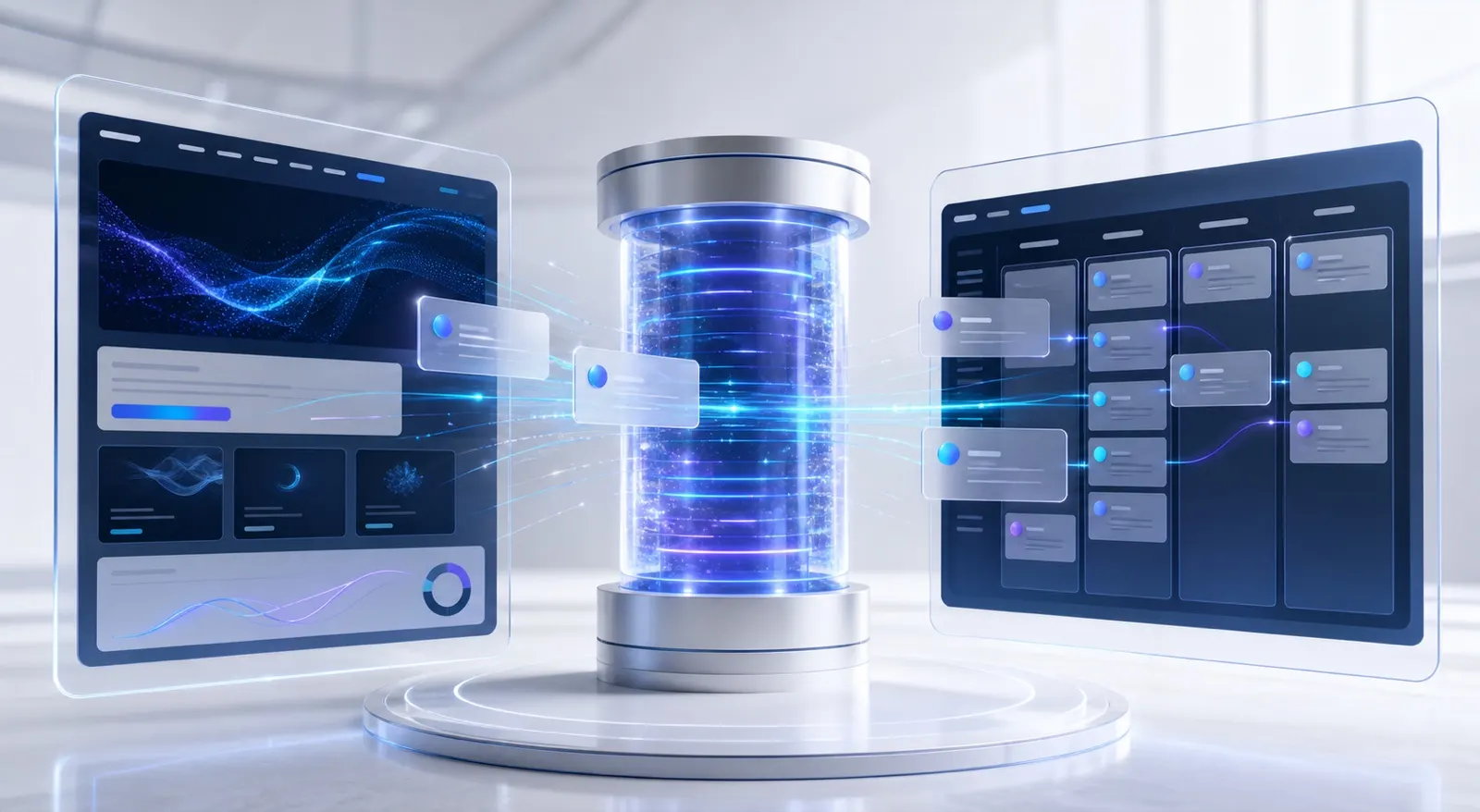 Plataforma digital conceptual con perfiles, búsqueda y operación conectada