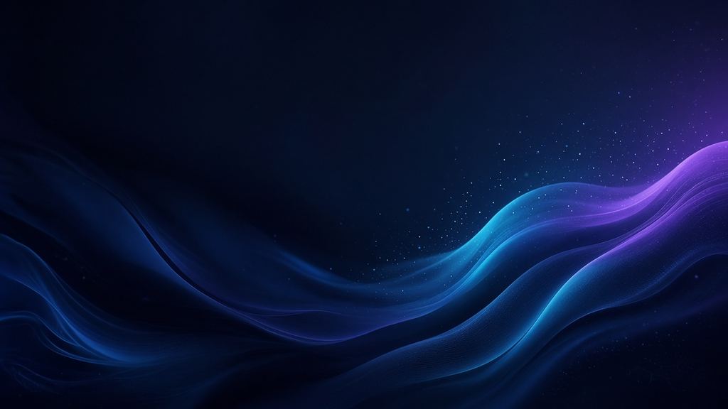 Abstract deep blue waves with cyan and violet highlights