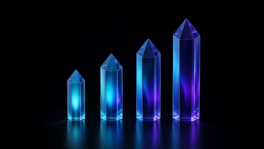 Four glass prisms of increasing height refracting light